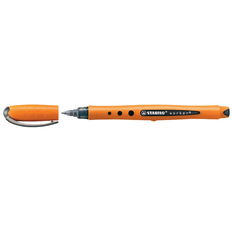 STABILO roller à encre worker fine, rouge, 0,3 mm, corps orange
